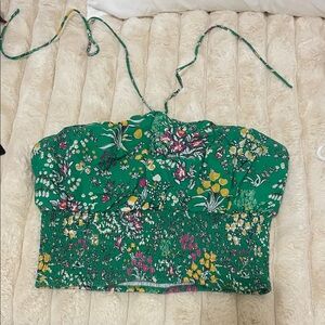 Maeve by Anthropologie Floral Green Women's Top